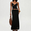 Black Cutout Maxi Dress with Beaded Waist Detail
