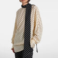 Ivory Polka-Dot Blouse with Contrast Scarf Neck