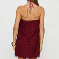 Burgundy Textured Halter Mini Dress